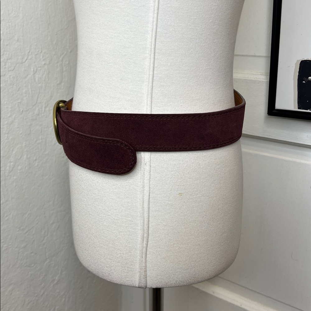 Lauren Ralph Lauren Eggplant Colored Suede Belt w/Brass Buckle Size S - Picture 3 of 10